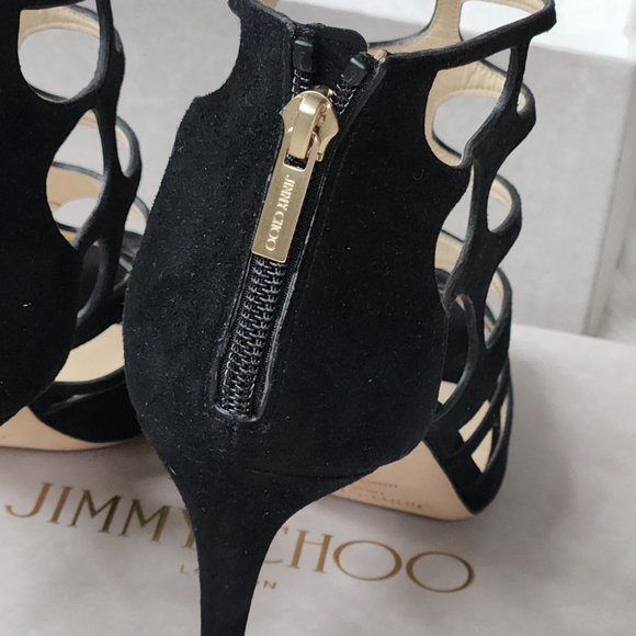 NWT Jimmy Choo Ren85 Suede Cut-out Heeled Sandals - Picture 12 of 14